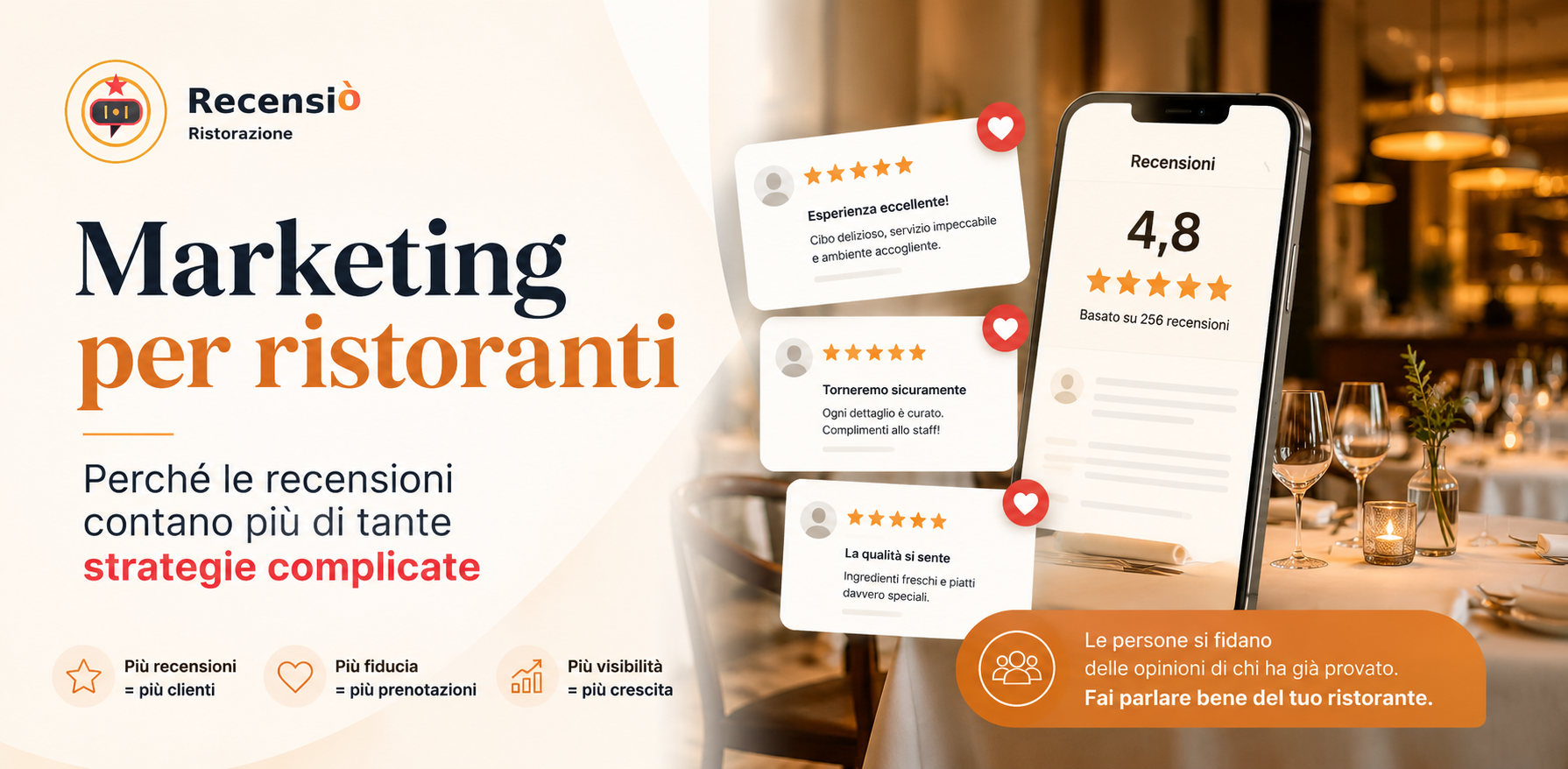 Marketing per ristoranti: e se il problema non fosse fare più pubblicità, ma avere più fiducia?